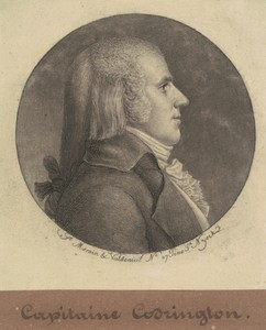 Captain Codrington by Charles B. J. Févret de Saint-Mémin, created 1796-1797, in mezzotint and engraving in black on wove paper mounted to brown wove paper. Dow — Charles B. J. Févret de Saint-Mémin Wallpaper