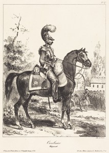 Carabinier by Denis Auguste Marie Raffet, in lithograph on wove. Download this artwork as a high-resolution wallpaper for desktop, tablet, or mobile. — Denis Auguste Marie Raffet Wallpaper