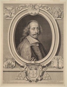 Cardinal Jules Mazarin by Pieter van Schuppen, created 1661, in engraving. Download this artwork as a high-resolution wallpaper for desktop, tablet, or mobile. — Painting Picture