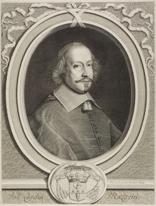Cardinal Mazarin by Robert Nanteuil, created c. 1655, in Engraving on paper. Download this artwork as a high-resolution wallpaper for desktop, tablet, or mobile — Illustration Background