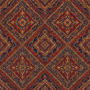 Abstract pattern inspired by Iraqi carpet designs.