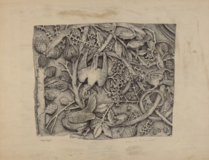 Carved Stone Pattern by Helen Alpiner Blumenstiel, created c. 1938, in lithograph. Download this artwork as a high-resolution wallpaper for desktop, tablet, or — Helen Alpiner Blumenstiel Wallpaper