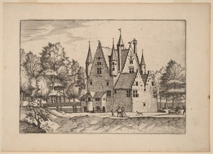 Castle by Lucas van Doetechum, created published in or before 1676, in etching retouched with engraving. Download this artwork as a high-resolution wallpaper fo — Art Wallpaper