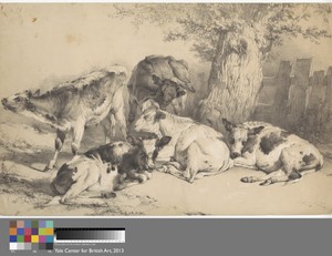 Cattle by Thomas Sidney Cooper, in Lithograph on thick, slightly textured, cream wove paper. Download this artwork as a high-resolution wallpaper for desktop, t — Thomas Sidney Cooper Wallpaper