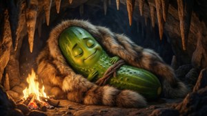 Et sjældent fredeligt syn af Pickle, der sover i sit hulely.