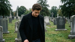 Evan Hansen geht durch einen Friedhof
