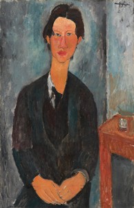 Chaim Soutine by Amedeo Modigliani, created 1918, in oil on canvas. Download this artwork as a high-resolution wallpaper for desktop, tablet, or mobile.