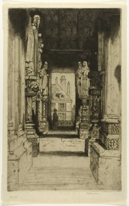Chartres by David Young Cameron, created 1902, in Etching and drypoint on cream laid paper. Download this artwork as a high-resolution wallpaper for desktop, ta — Illustration Background