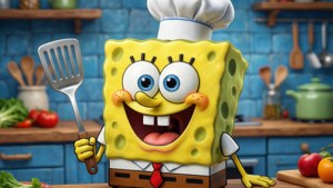 SpongeBob as a chef with spatula transparent
