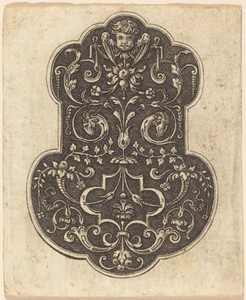 Cherub by Etienne Delaune, in engraving. Download this artwork as a high-resolution wallpaper for desktop, tablet, or mobile. — Etienne Delaune Wallpaper