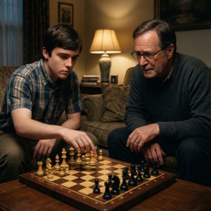 Sheldon e seu pai jogaram uma partida de xadrez em casa