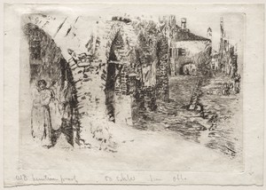 Chioggia by Otto H. Bacher, created 1880, in etching. Download this artwork as a high-resolution wallpaper for desktop, tablet, or mobile. — Otto H. Bacher Wallpaper