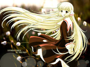 Anime girl with long blonde hair in a field of dandelions looking back at the past. — Chococat Picture