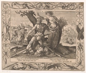 Cholerisch by Hieronymus Lederer, created 1600 - 1615, in paper; engraving. Download this artwork as a high-resolution wallpaper for desktop, tablet, or mobile. — Hieronymus Lederer Wallpaper
