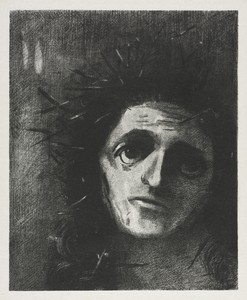 Christ by Odilon Redon, created 1887, in lithograph. Download this artwork as a high-resolution wallpaper for desktop, tablet, or mobile. — Odilon Redon Wallpaper
