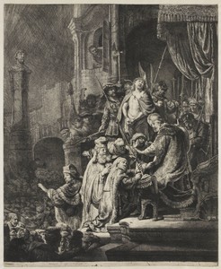Christ before Pilate by Rembrandt van Rijn, created 1635, in paper; etching; burijn. Download this artwork as a high-resolution wallpaper for desktop, tablet, o — Rembrandt van Rijn Wallpaper