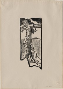 Christ by Émile Bernard, created 1891/1892, published 1894, in woodcut in black on laid cream paper. Download this artwork as a high-resolution wallpaper for de — Émile Bernard Wallpaper