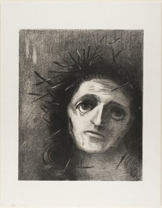 Christ by Odilon Redon, created 1887, in Lithograph in black on ivory China paper laid down on white wove paper. Download this artwork as a high-resolution wall — Illustration Background