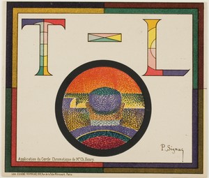 Chromatic Circle by Paul Signac, created 1888, in Lithograph in red, yellow, green, violet, pink, gold, black, gray and pale green on cream card. Download this — Paul Signac Wallpaper