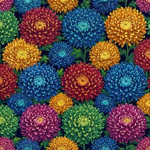 Motif géométrique sans couture de chrysanthèmes colorés