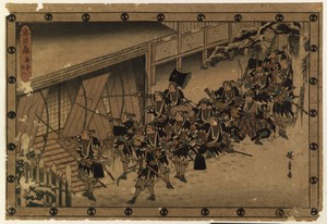Chushingura by Utagawa Hiroshige, created before 1842 (late Edo), in mulberry paper, pigments. Download this artwork as a high-resolution wallpaper for desktop, — Utagawa Hiroshige Wallpaper