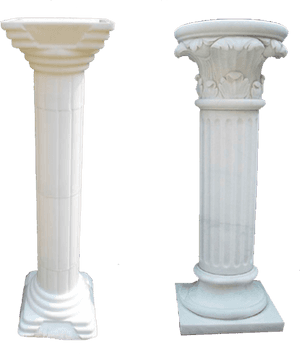 Two white marble architectural columns with detailed capitals and fluted shafts. — Column PNG