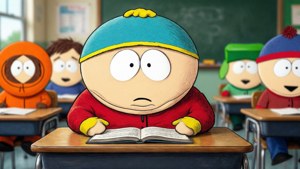 Timmy in einer Klassenzimmerumgebung, die einen typischen South Park Schulmoment einfängt