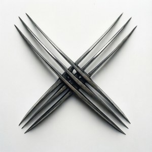 Draufsicht von Wolverines Krallen in X-Form.