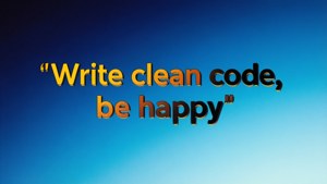 En motiverende baggrund med et JavaScript-relateret citat i fed skrift på en gradient.