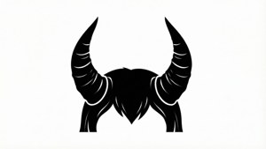 Minimalist vector illustration of demon horns on white background.
