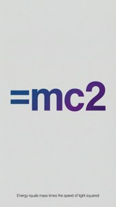 Minimal typography poster with E=mc2.