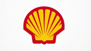 Logo Shell minimalis dengan latar belakang putih untuk tampilan yang tajam.