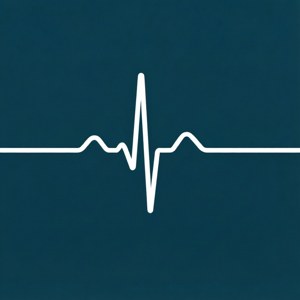 Flat white EKG on teal