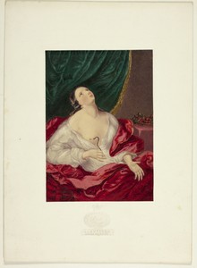 Cleopatra by George Baxter, created 1837, in Steel etching and stipple printd in purple, with block printing in colors (from 16 blocks), on wove paper, laid dow — Illustration Background
