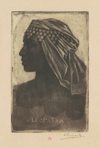 Cleopatra by Henri Charles Guérard, created before 1889, in mezzotint with aquatint on laid paper. Download this artwork as a high-resolution wallpaper for desk — Henri Charles Guérard Wallpaper