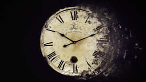 A distressed antique clock face with Roman numerals spinning in darkness. — Time Clock Background