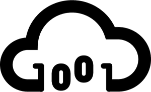 Black cloud icon containing the word good in white space.