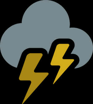 Gray cloud with two yellow lightning bolts symbolizing a storm. — Clouds PNG