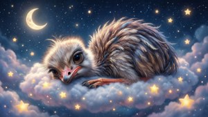 Emu Otori sover fredeligt på en sky under stjernerne.