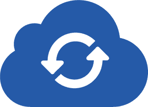 Blue cloud icon with circular arrow for refresh or sync function.