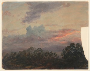 Clouds at Twilight by Frederic Edwin Church, created 1872–82, in Brush and oil on tan paperboard. Download this artwork as a high-resolution wallpaper for deskt — Frederic Edwin Church Wallpaper