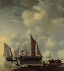 Coast Scene by called Zeeman Reinier Nooms, created c. 1655, in Oil on canvas. Download this artwork as a high-resolution wallpaper for desktop, tablet, or mobi — Called Zeeman Reinier Nooms Wallpaper