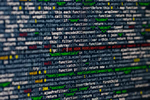 Glowing lines of computer code scrolling on a dark digital screen. — Code Wallpaper