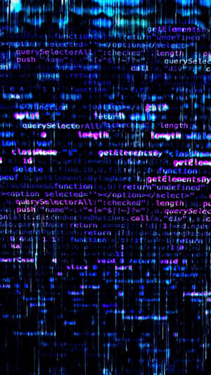 Código digital azul caindo como chuva em um ciberespaço escuro. — Codificação Papéis de Parede