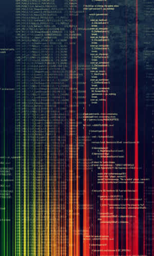 Vertical streams of red and green digital code flowing down a dark screen. — Witchy iPhone Picture