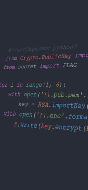 Código Python com destaque de sintaxe para criptografia RSA em fundo escuro — Codificação Papéis de Parede