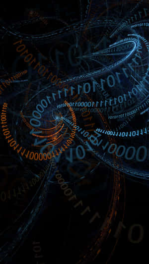 Glowing binary code flows through a dark digital tunnel with circuit lines. — Inside iPhone Picture