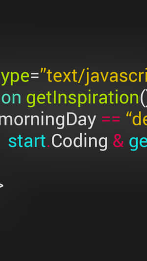 Texto de código colorido sobre un fondo oscuro con palabras clave de programación y frases motivacionales. — Ilustración de iPhone Imagen Fondos de pantalla
