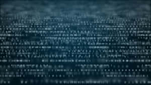 Binary digits flowing in a digital space with a blue glow. — Coding Picture