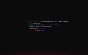 Code snippet updating desktop wallpaper to infinite happiness on dark background — Coding Picture